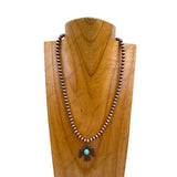 NKY250121-108       17 inches silver Navajo pearl beads with Eagle pendant Necklace