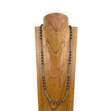 NKY250121-10             32 inches black stone with silver Navajo pearl Necklace