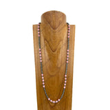 NKY250121-13         32 inches light pink stone with silver Navajo pearl Necklace