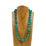NKY250121-14           21 inches silver Navajo pearl beads with blue turquoise stone chips Necklace