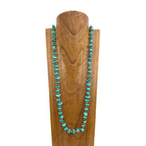 NKY250121-17         40 inches silver Navajo pearl beads with blue turquoise stone chips Necklace