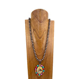 NKY250121-36                                       32 inches 10mm copper Navajo pearl beads with western cowgirl pendant Necklace