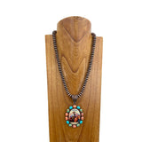 NKY250121-37                22 inches 10mm copper Navajo pearl beads with western cowgirl pendant Necklace