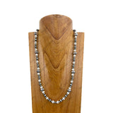 NKY250121-40           24 inches silver Navajo pearl with blue turquoise stone beads Necklace