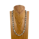 NKY250121-40           24 inches silver Navajo pearl with blue turquoise stone beads Necklace