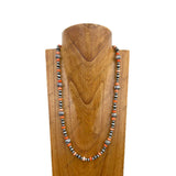 NKY250121-40           24 inches silver Navajo pearl with blue turquoise stone beads Necklace