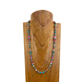 NKY250121-40           24 inches silver Navajo pearl with blue turquoise stone beads Necklace