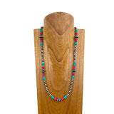 NKY250121-49            27 inches silver Navajo pearl with muti color stone beads Necklace