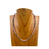 NKY250121-51                  16 inches silver Navajo pearl with light pink stone beads Necklace