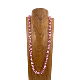 NKY250121-53           60 inches light pink stone with brown sequins beads Necklace