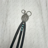 NKY250121-64            Silver metal cactus with black leather Key chain