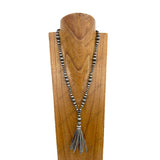 NKY250121-74          24 inches silver Navajo pearl beads Necklace