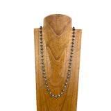NKY250121-81           34 inches silver metal with Navajo pearl beads chain Necklace