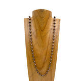 NKY250121-82            34 inches cooper metal with Navajo pearl beads chain Necklace