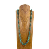 NKY250121-86           40 inches silver Navajo pearl with flat blue turquoise stone chips Necklace