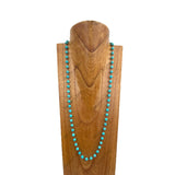 NKY250121-94           36 inches silver metal with blue turquoise stone chain Necklace