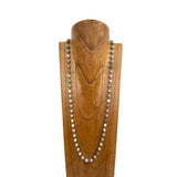 NKY250121-95            36 inches silver metal with muti color jade chain Necklace