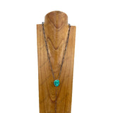 NKY250122-14         26 inches Copper metal chain with blue turquoise stone pendant Necklace