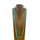 NKY250122-18          60 inches blue turquoise stone nuggets with brown sequin beads Necklace