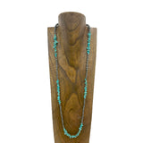 NKY250123-07            36 inches blue turquoise stone nuggets with silver Navajo pearl beads Necklace