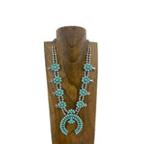 NKY250123-09          Silver metal and blue turquoise stone with large C pendant&nbsp; Necklace