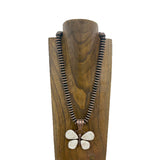 NKY250123-14            21 inches copper Navajo pearl beads with blue turquoise butterfly pendant Necklace