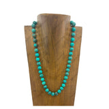 NKY250125-03           12mm green turquoise stone ball Necklace
