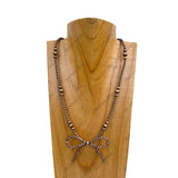 NKY250208-02                  21 inches copper Navajo pearl beads with bow tie Necklace