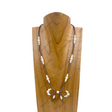 NKY250223-05          21 inches copper Navajo pearl with white turquoise stone beads with bow tie Necklace