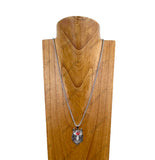 NKY250308-03                 26 inches silver metal chain with wolf head pendant Necklace