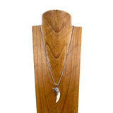 NKY250308-07           26 inches silver metal chain with wolf teeth pendant Necklace