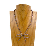 NKY250308-20               16 inches copper Navajo pearl beads with bow tie Necklace