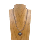 NKY250315-03            16 inches copper Navajo pearl beads with eagle pendent Necklace