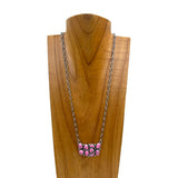 NKY250430-02-GREEN            Silver metal chain with rectangle green turquoise stone pendant Necklace