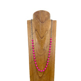 NKY250525-05                 38''Silver metal chain with hot pink stone beads Necklace