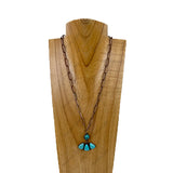 NKY250525-37                20'' copper metal chain with blue turquoise stone Animal paw pendant Necklace