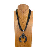 NKY250608-12            23'' muti blue turquoise stone beads strings with blue turquoise squash blossom pendant Necklace