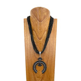 NKY250608-12            23'' muti blue turquoise stone beads strings with blue turquoise squash blossom pendant Necklace
