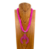 NKY250608-15            23'' muti hot pink turquoise stone beads strings with hot pink turquoise squash blossom pendant Necklace
