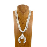 NKY250608-15            23'' muti hot pink turquoise stone beads strings with hot pink turquoise squash blossom pendant Necklace