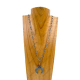 NKY250608-37            24'' Silver metal chain with metal squash blossom pendant Necklace