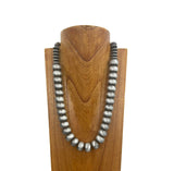 NKY250622-06                24’' silver Navajo pearl beads Necklace