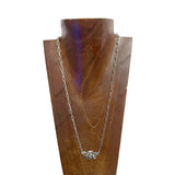 NKY250930-01-BLUE                24'' L half cluster blue stone pendent with metal clip paper chain Necklace