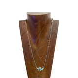 NKY250930-01-BLUE                24'' L half cluster blue stone pendent with metal clip paper chain Necklace