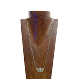 NKY250930-01-GREEN              24'' L half cluster green stone pendent with metal clip paper chain Necklace