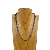 NKY251126-01                    18'' 6mm black metal ball chain Necklace