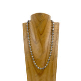 NKY251126-03                  22'' 8mm silver metal ball chain Necklace