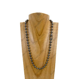 NKY251126-04                 22'' 8mm black metal ball chain Necklace