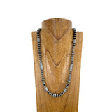 NKY251206-04            Silver Navajo pearl roundel and totem beads Necklace