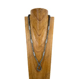 NKY251206-05           Silver Navajo pearl roundel and totem beads Necklace